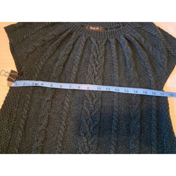 Style & Co Cable Knit Sweater Dress XL Dark Green Cap Sleeve Rustic Chic & Cozy - Picture 6 of 13